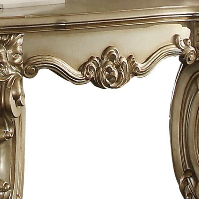 ACME Vendome II End Table - - Gold Patina & Bone