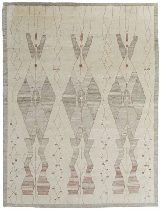 HomeRoots Wool Geometric Hand Knotted Area Rug