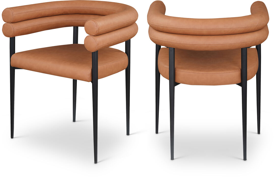Meridian Furniture Lavina Cognac Vegan Leather Dining Chair, Set of 2