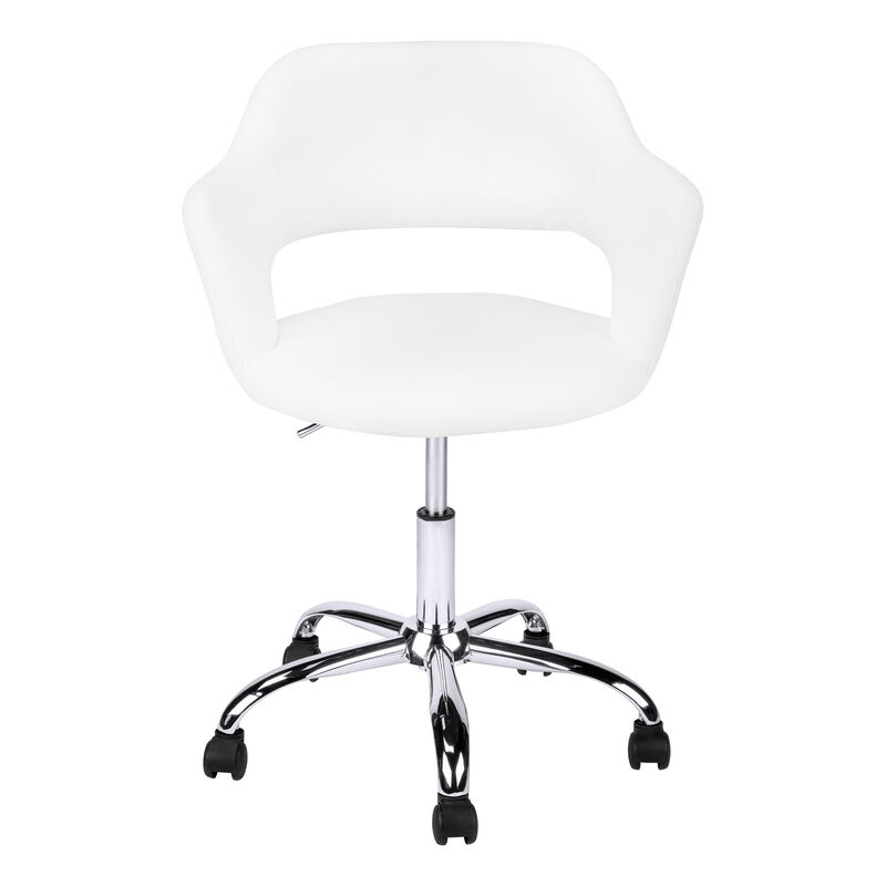 Monarch Specialties I 7299 Office Chair, Adjustable Height, Swivel, Ergonomic, Armrests, Computer Desk, Work, Metal, Pu Leather Look, White, Chrome, Contemporary, Modern