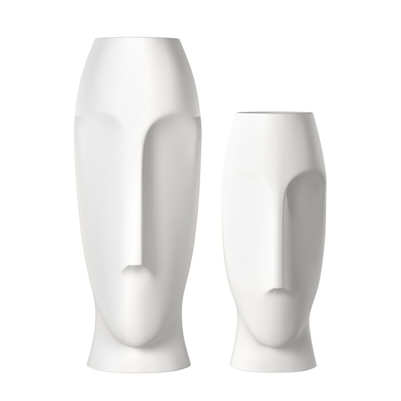 Modern Set of Two Ceramic Cylinder Vases for Living Room or Dining