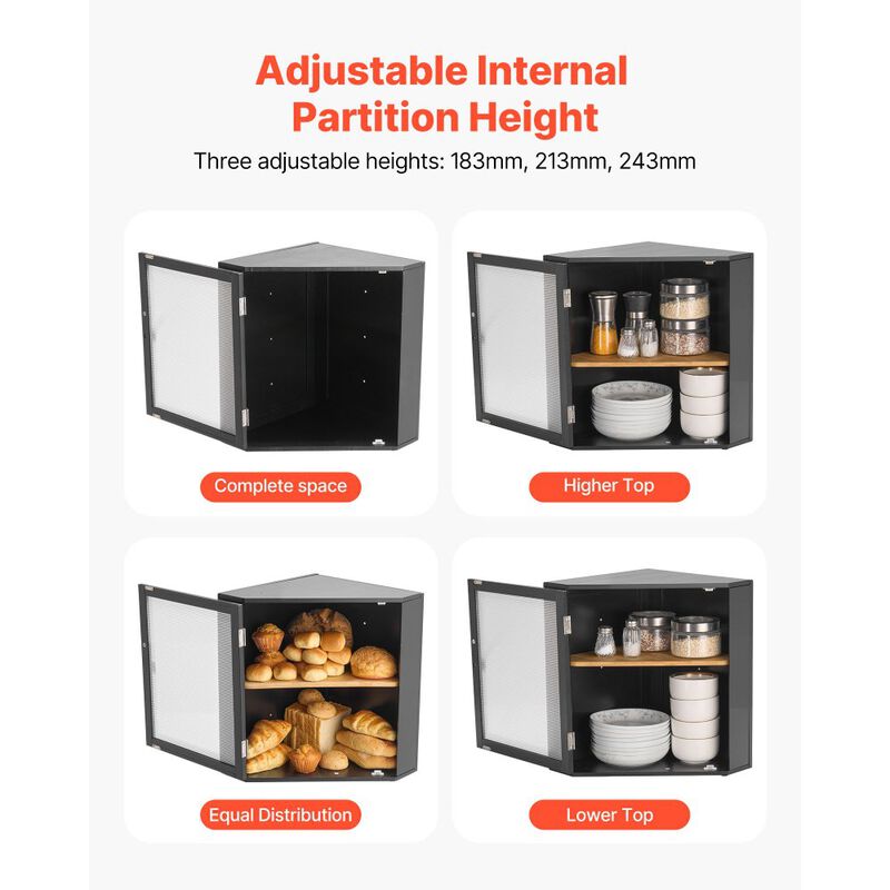 Corner Bread Box, Double Layer Wicker Bread Storage Container for Kitchen Counter image number 6