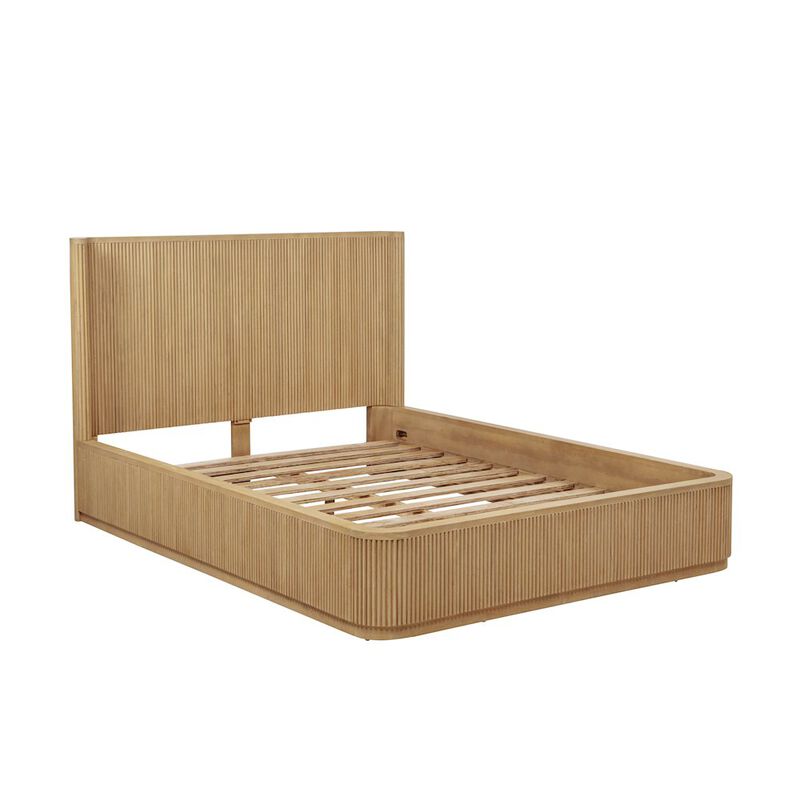 Best Master Furniture 89" Long Modern Fluted Platform Eastern King Bed Frame 47.5" High Headboard image number 2