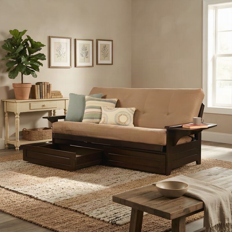 Phoenix Frame in Espresso Finish includes Suede Peat Mattress and Storage Drawers image number 4
