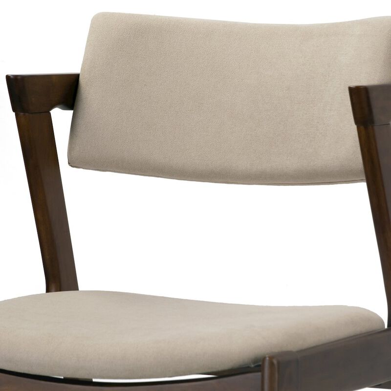 Glamour Home Set of 2 Auden Retro Modern Dark Brown Wood Wing Chair with Beige Fabric Seat