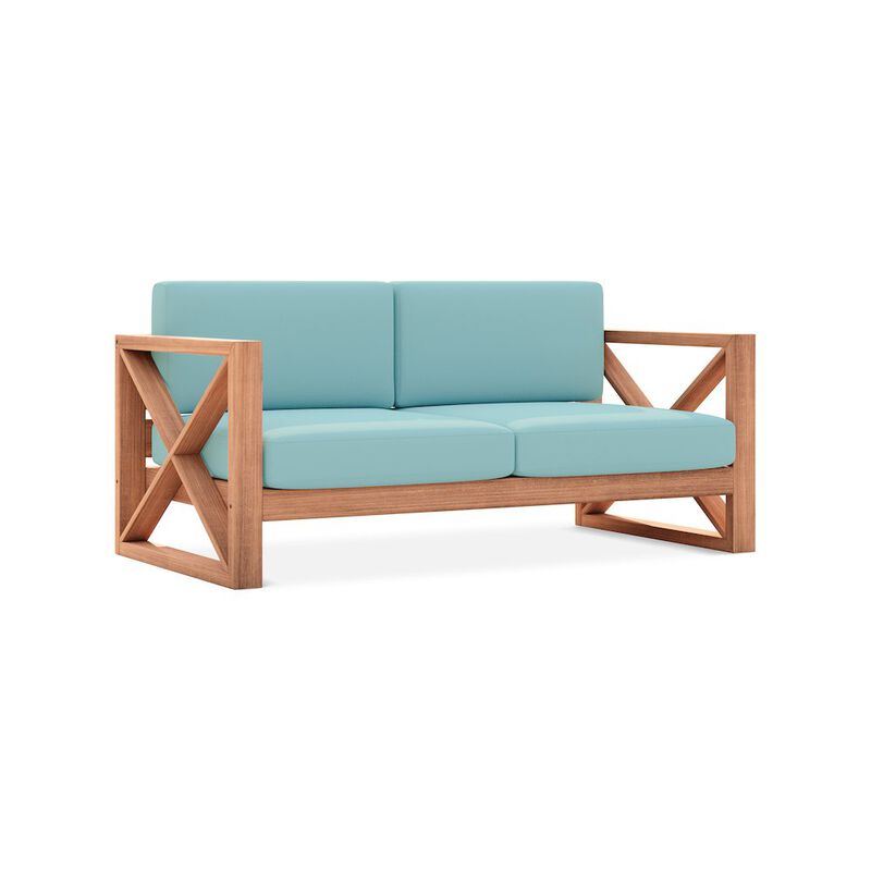 Meridian Furniture Anguilla Blue Water Resistant Fabric Outdoor Loveseat