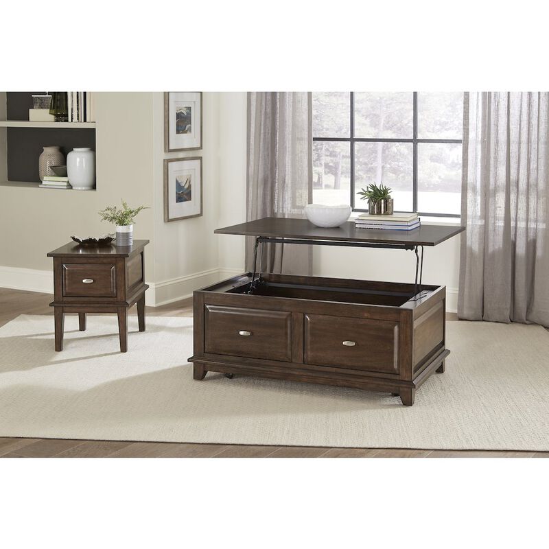 Lexicon Minot Asian Hardwood End Table in Brown Cherry