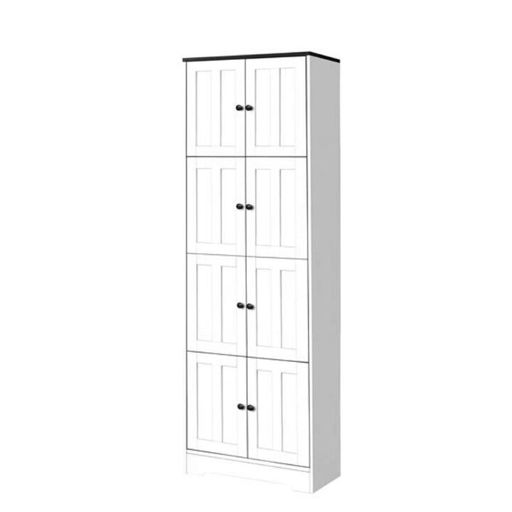 Tall Storage Cabinet with 8 Doors & 4 Shelves Spacious Organizer for Home & Office