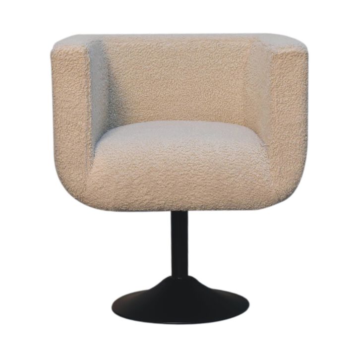 Artisan Furniture Cream Boucle Black Base Swivel Arm Chair