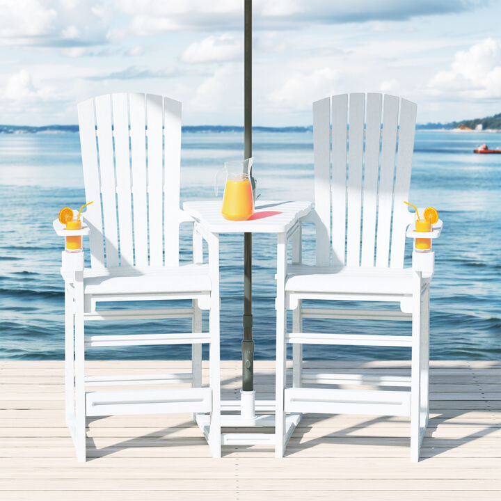WestinTrends Outdoor Tall Adirondack Chairs With Connecting Table Tray (Set of 2)