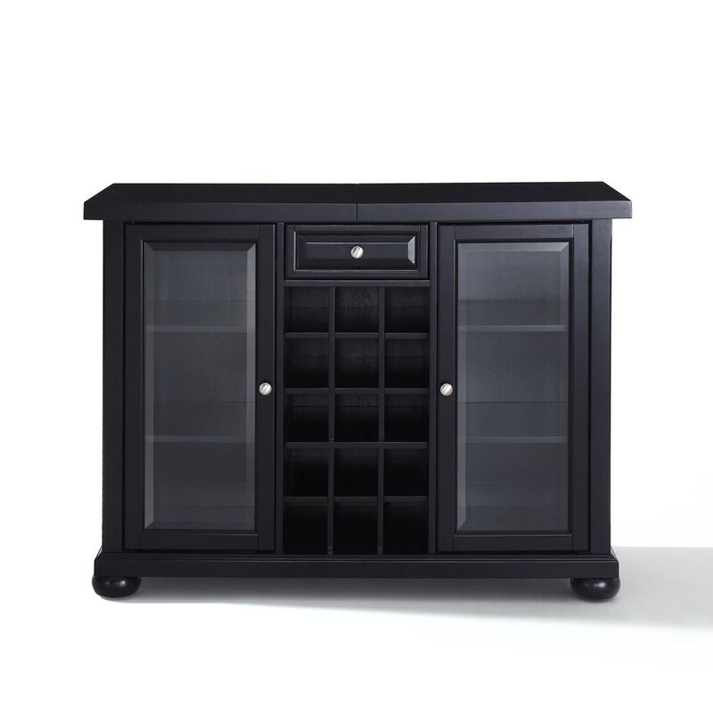 Crosley Furniture Alexandria Sliding Top Bar Cabinet Black