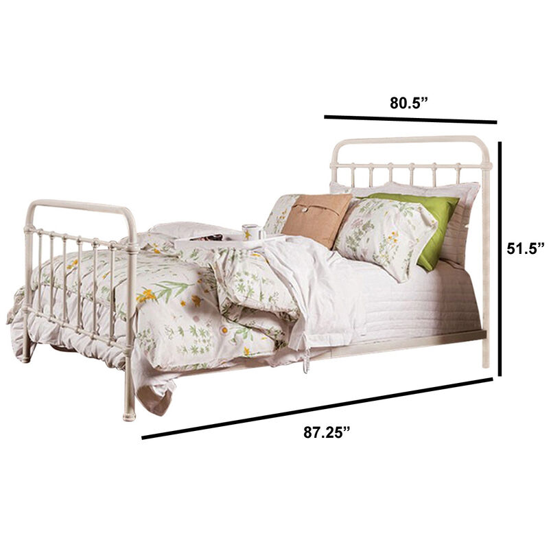 Powder Coated Metal Eastern King Platform Bed, White - Benzara