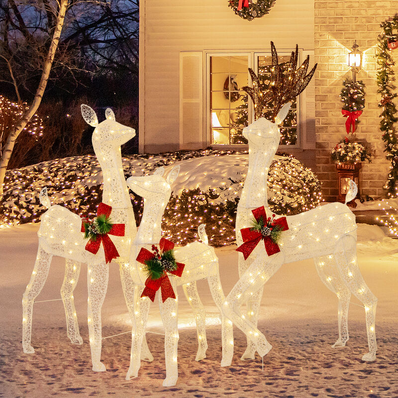 3-Piece Pre-lit Christmas Reindeer Family with 230 Warm White LED Lights image number 1