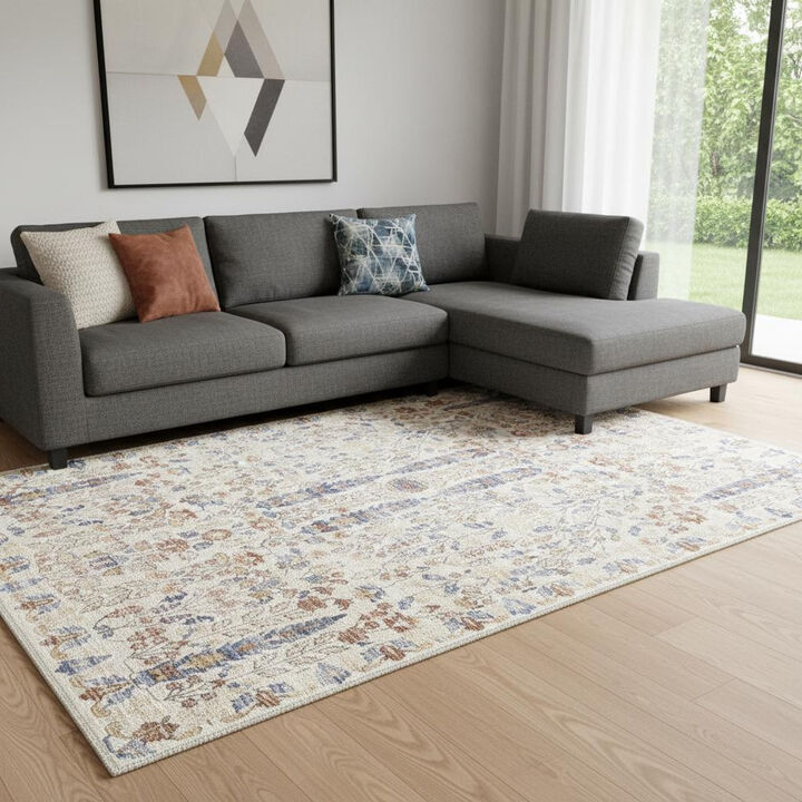 HomeRoots Floral Medallion Washable Area Rug