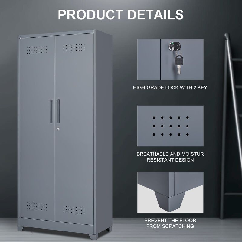 Metal Lockers Cleaning Tool Storage Cabinets With Locking Doors image number 3