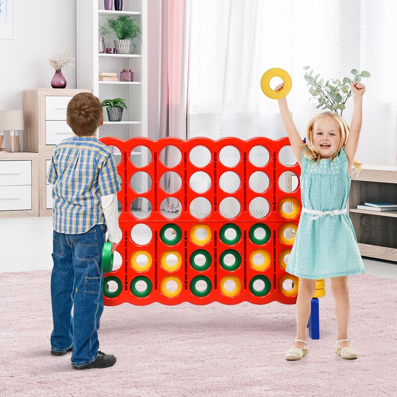 Family-Sized 4-to-Score Game with Jumbo Rings &ndash; Quick-Release Reset for Endless Play