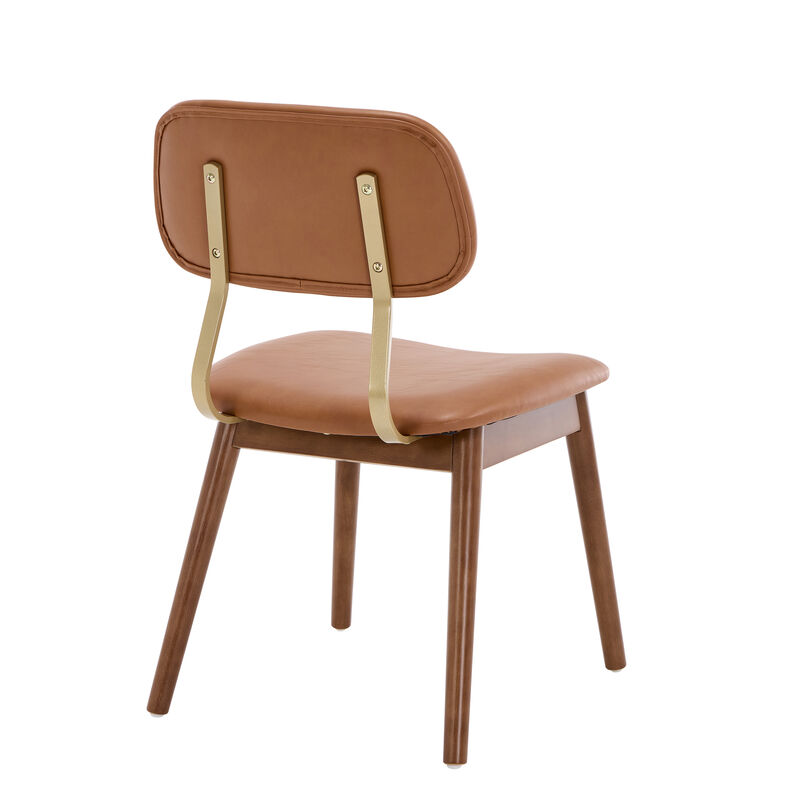 Nertek Mid‑Century Faux‑Leather Rubberwood Dining Chair image number 5