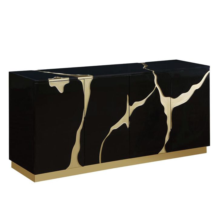 Best Master Furniture Domitianus Wood Sideboard with Gold Accents in Black