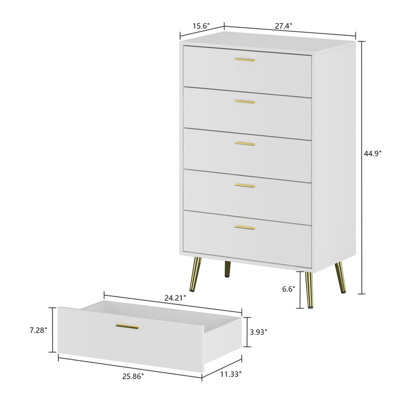 27.4'' W 5-Drawer  Chest for Bedroom And Living room