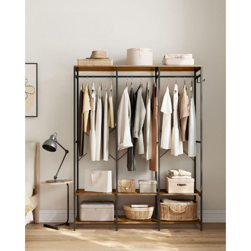 3-Column Clothes Rack with Multiple Hanging Rods for Maximum Storage Space