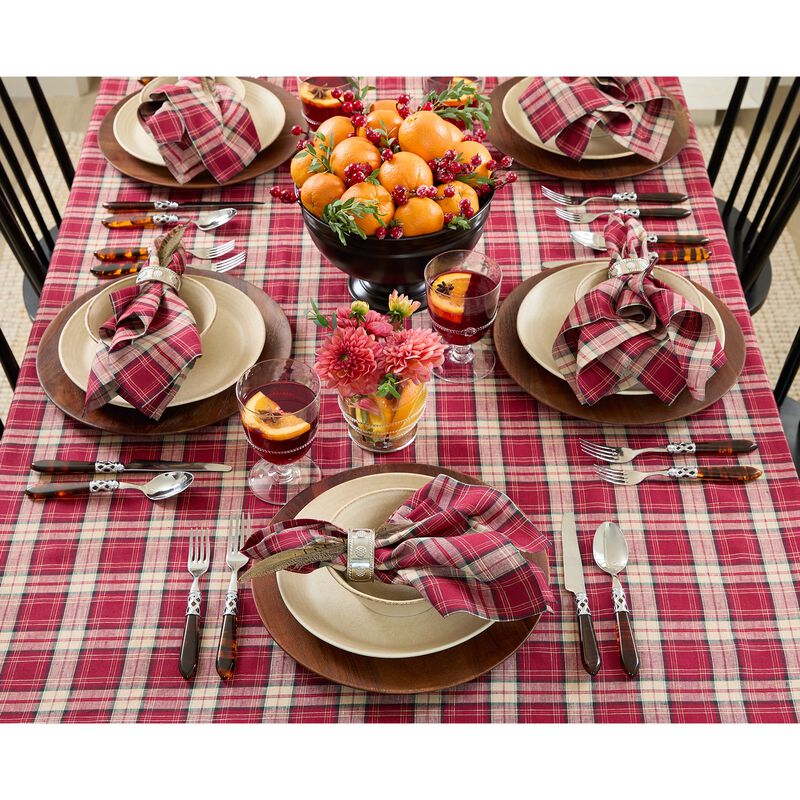 Linen Tablecloth - Burgundy Plaid image number 1
