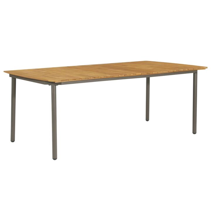 vidaXL Garden Table 78.7"x39.4"x28.3" Solid Acacia Wood and Steel