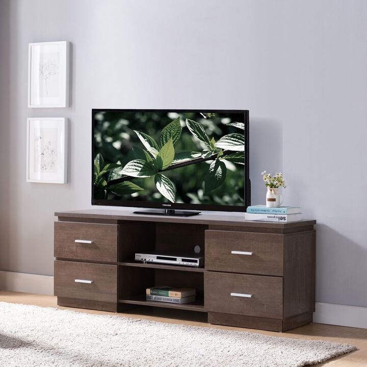 Walnut Oak TV Stand with 4 Drawers & 2 Shelves Entertainment Center