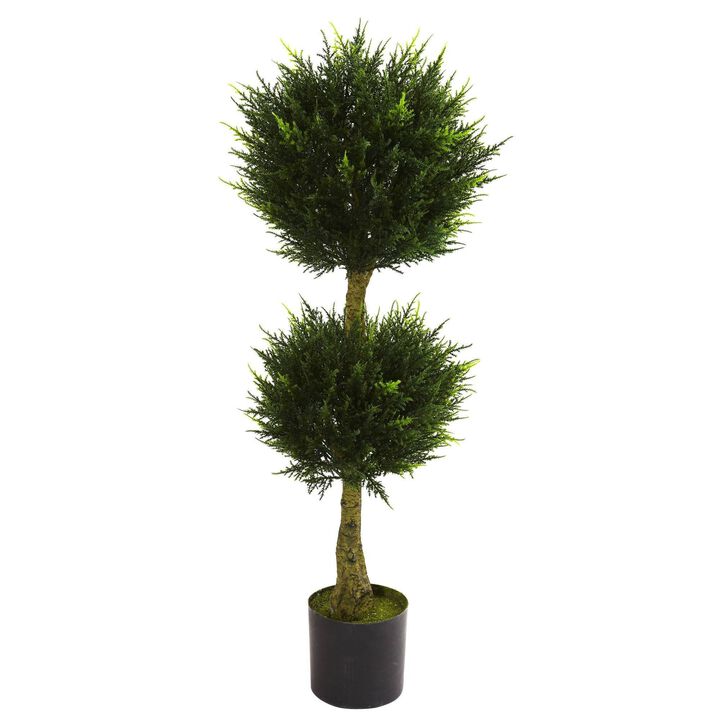 Nearly Natural 4-ft Double Ball Cypress UV Resit w/450 Lvs  (Indoor/Outdoor)