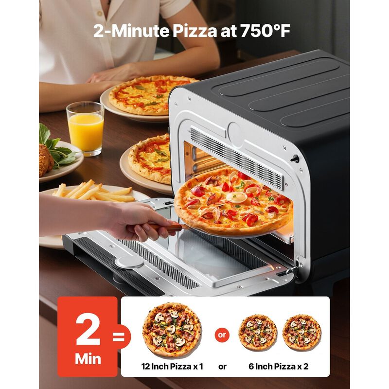 Indoor Pizza Oven Air Fryer Combo with Smart Knob, Pizza Stone and Fry Basket-Black image number 6