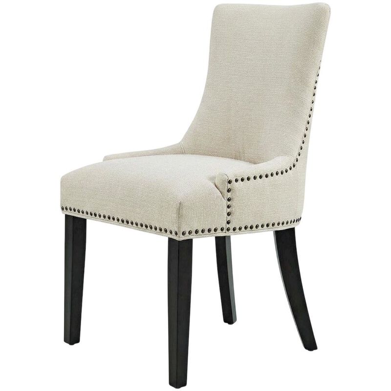 Fabric Upholstered Dining Chairs with Arms, Beige, Set of 4 image number 2