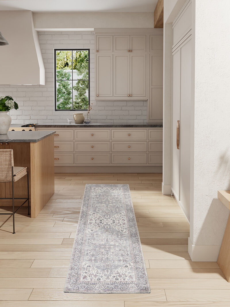 Machine Washable Series 1 SR104 Gray 2' x 6' Rug