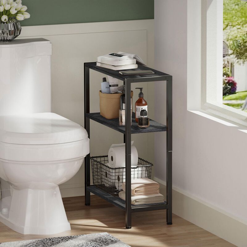 Vantimo 3-Tier Side Table, Small End Table, Sofa Side Table for Narrow Spaces, Slim End Table, Nightstand Table, for Living Room