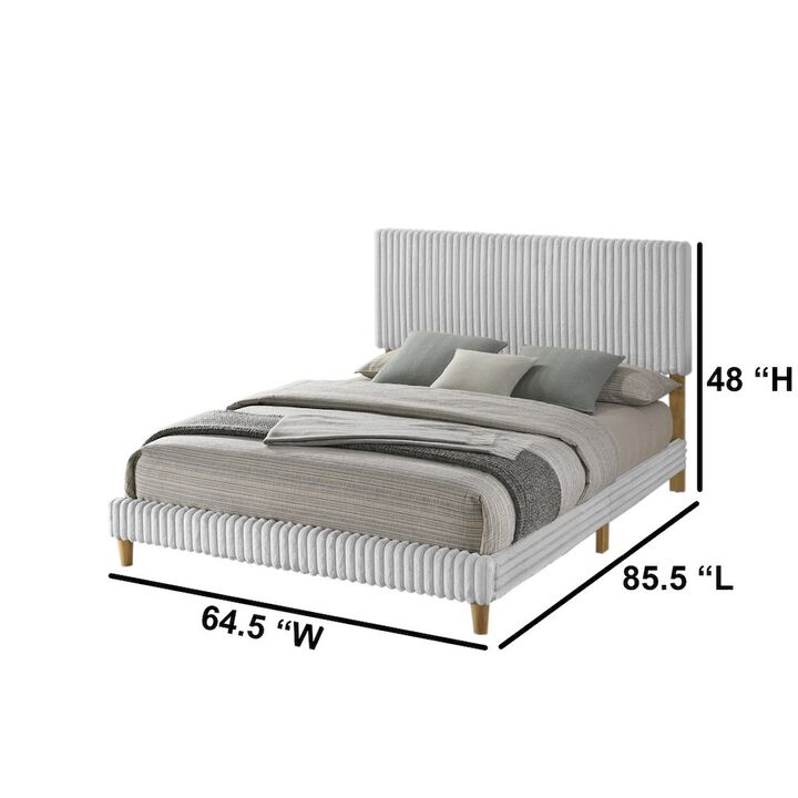 Best Quality Furniture Queen size panel bed with wodden legs in Light gray color