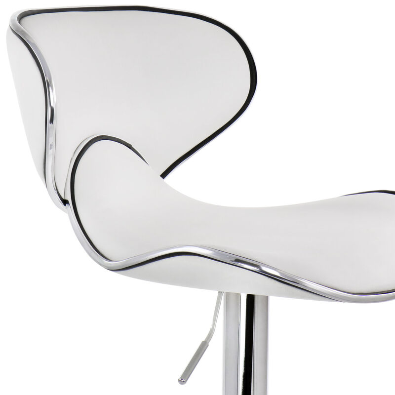 Elama 2 Piece Faux Leather Adjustable Bar Stool in White with Chrome Base image number 5