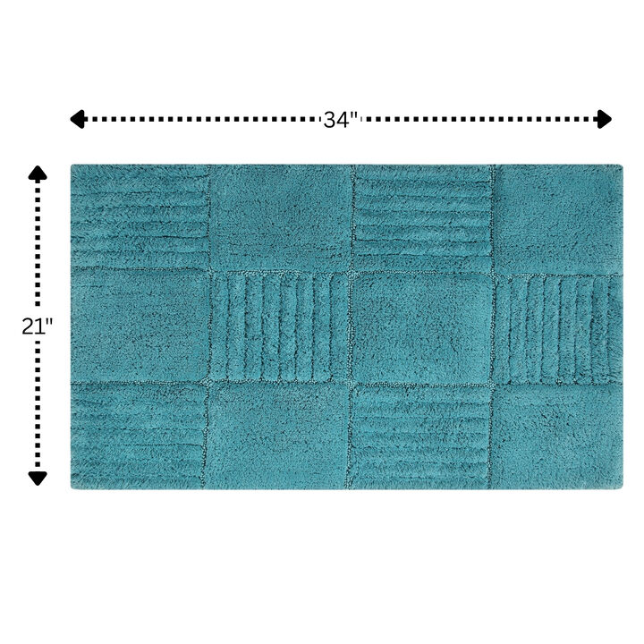 Knightsbridge Chakkar Board 220 GSF Non Skid Back Bath Rug 21 x 34 - Aqua