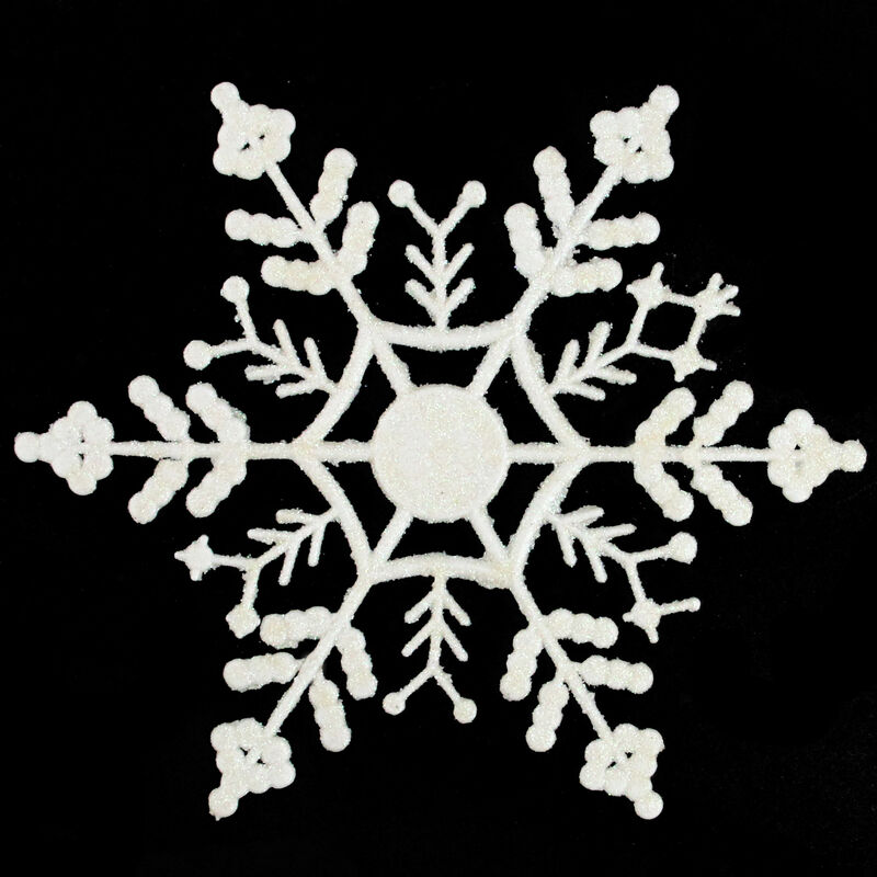 Club Pack of 12 White Glitter Snowflake Christmas Ornaments 6.25"