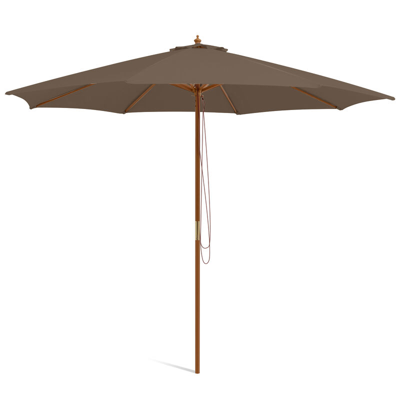 Patio Umbrella with 8 Wooden Ribs and 3 Adjustable Heights image number 1