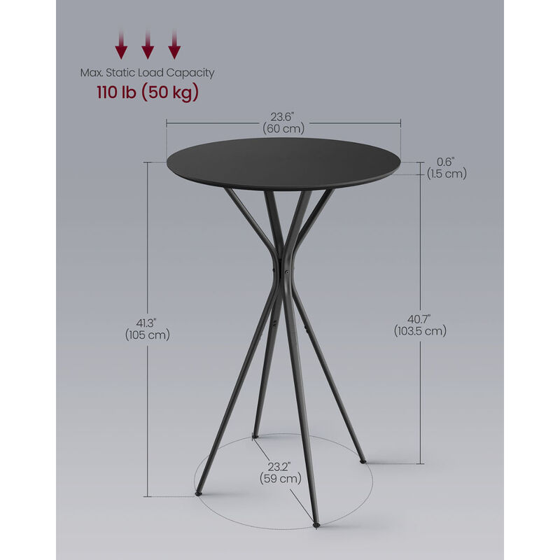 High Pub Table with Footrest &ndash; Tall Round Table for Standing or Bar Stool Seating in Home or Office image number 4