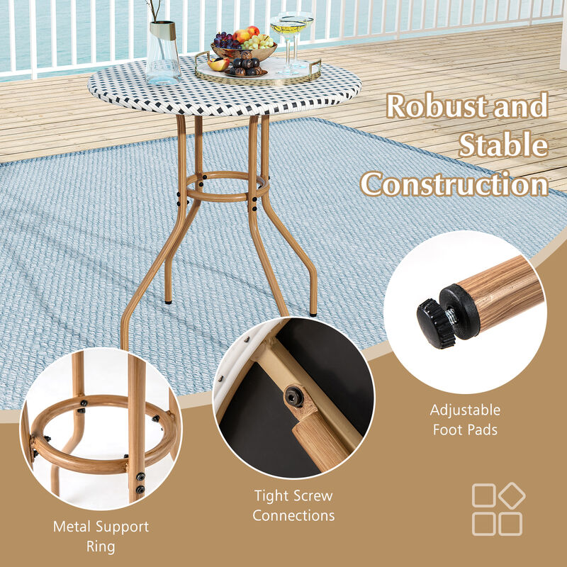 Heavy Duty Outdoor Bistro Table with Metal Frame and Leveling Foot Pads-White image number 6