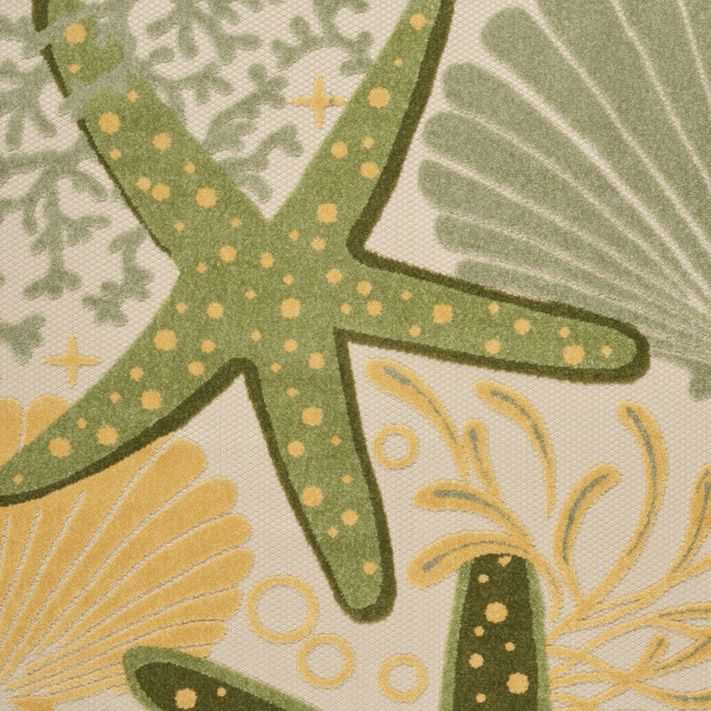 HomeRoots 4' X 6' Green And Yellow Starfish Indoor Outdoor Area Rug image number 4