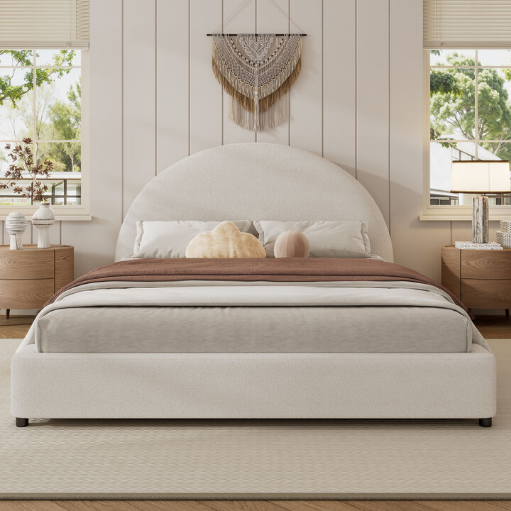 Christopher Knight Home Paxton Modern Boucle Upholstered Bed with Half-Round Curved Headboard