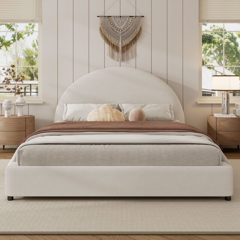 Christopher Knight Home Paxton Modern Boucle Upholstered Bed with Half-Round Curved Headboard image number 1