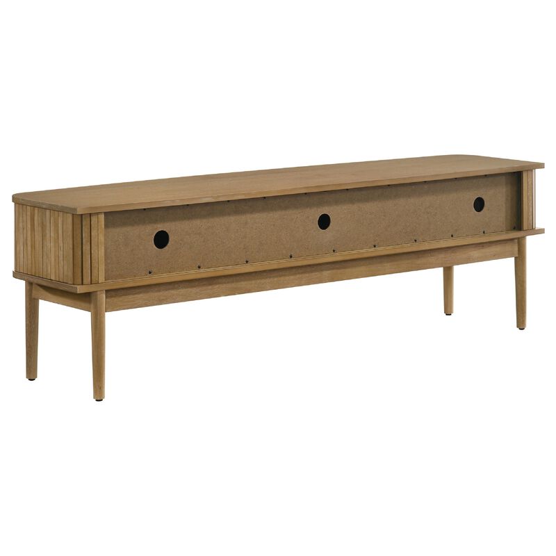 Elora TV Stand Media Console with Reeded Doors, Brown Wood 71 Inch image number 5