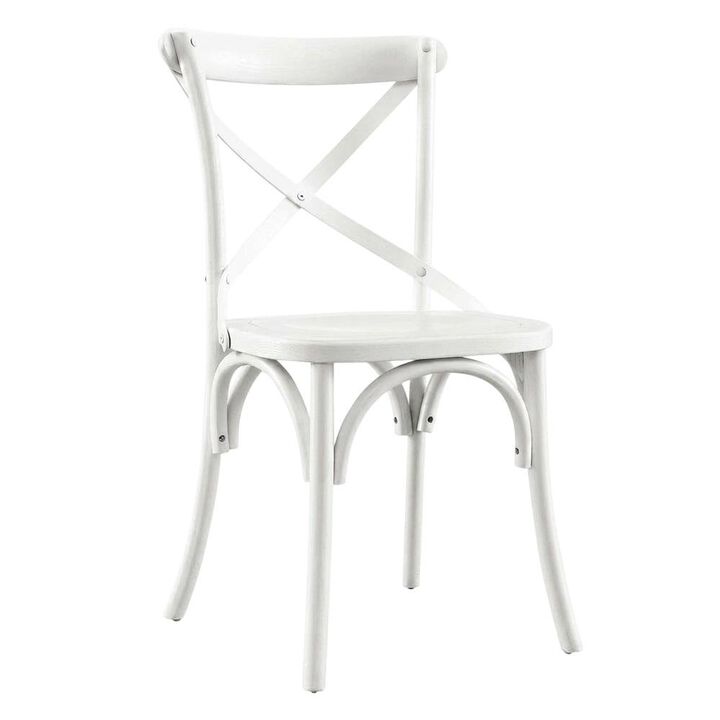 Solid Wood Dining Side Chair with Cushioned Seat for Dining Room, White