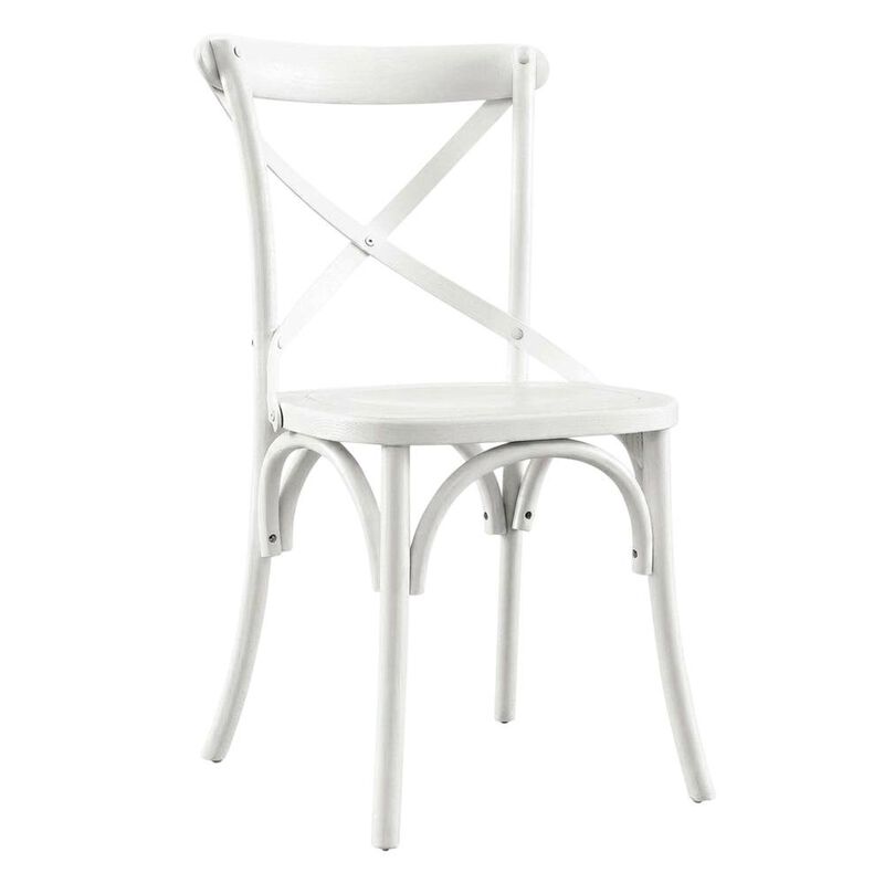 Solid Wood Dining Side Chair with Cushioned Seat for Dining Room, White image number 1