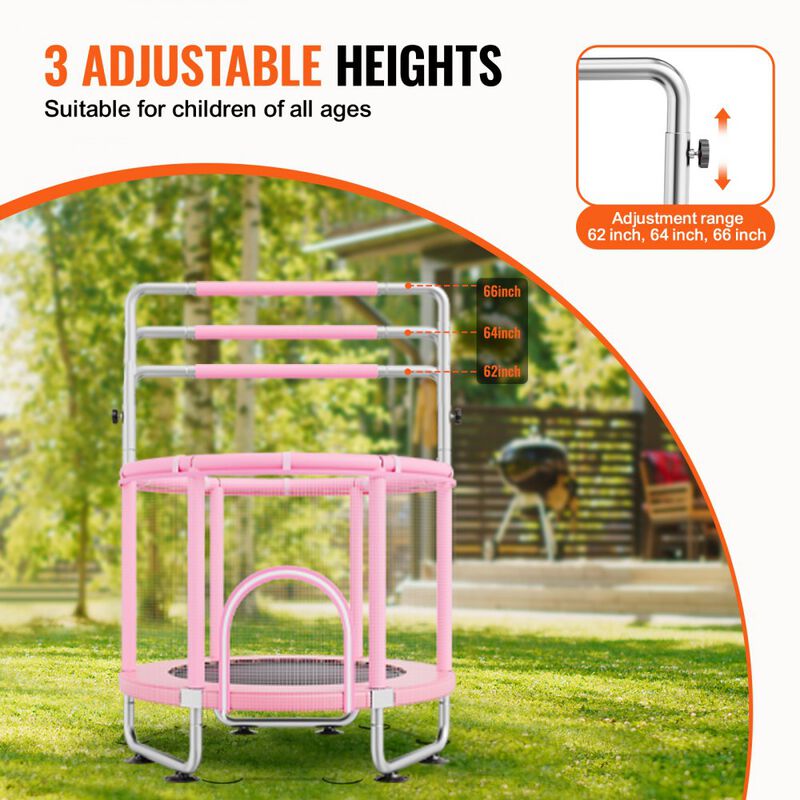Mini Toddler Trampoline with Safety Net and Basketball Game, Birthday Gift for Children image number 6