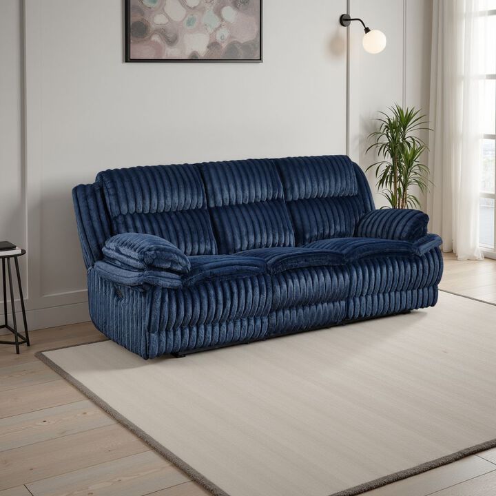 Rexy Manual Double Recliner Sofa, Textured Blue Corduroy, 95 Inch