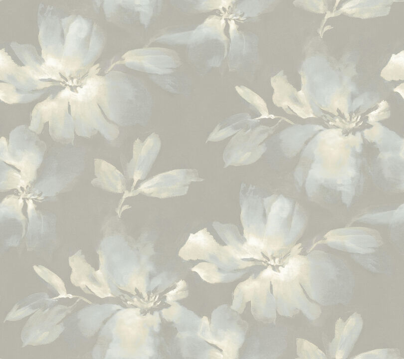 Midnight Blooms Light Blue & Grey Peel & Stick Wallpaper