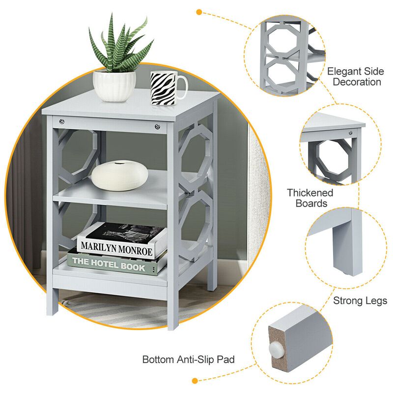 3-Tier Nightstand Sofa Side End Accent Table