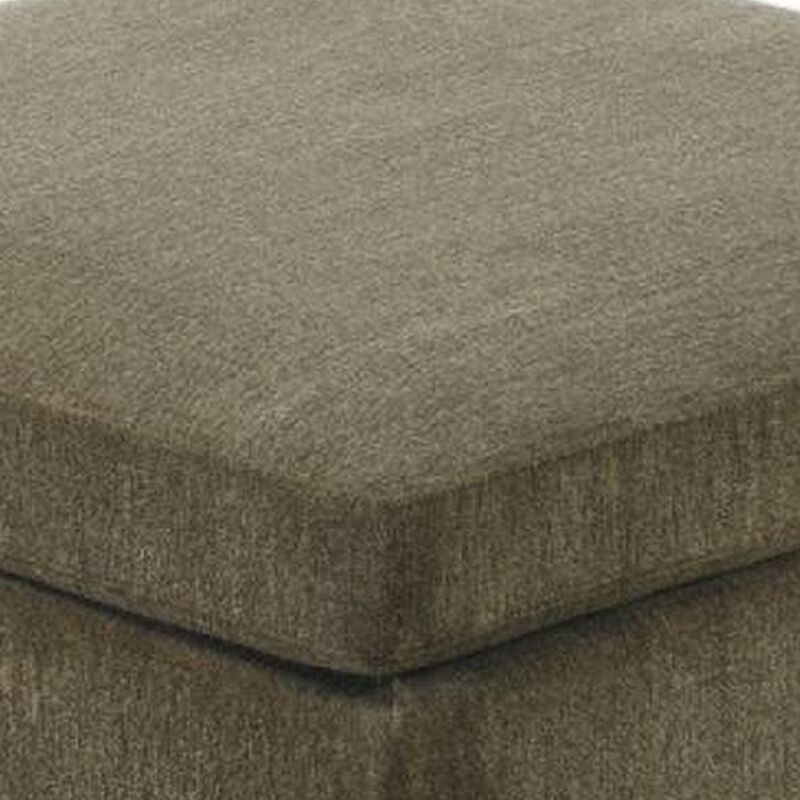 37 Inches Fabric Upholstered Wooden Ottoman, Taupe Brown - Benzara